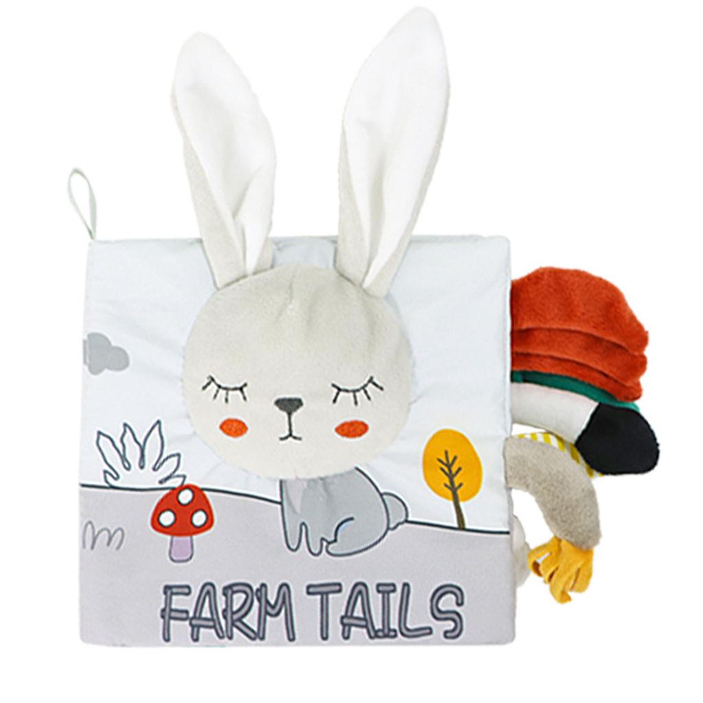 Детская развивающая книга Интерактивная развивающая мелкую моторику Книга-мешковатая книга для раннего обучения детей Тканевая книга Книга с хвостами животных