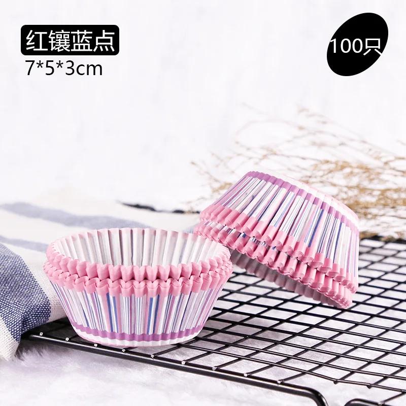100pcs Paper Cupcake Liners White Black Blue Brown Green Plain Solid Color Muffin Baking Cup Cake Mold Red Polka Dot 4 Bakery