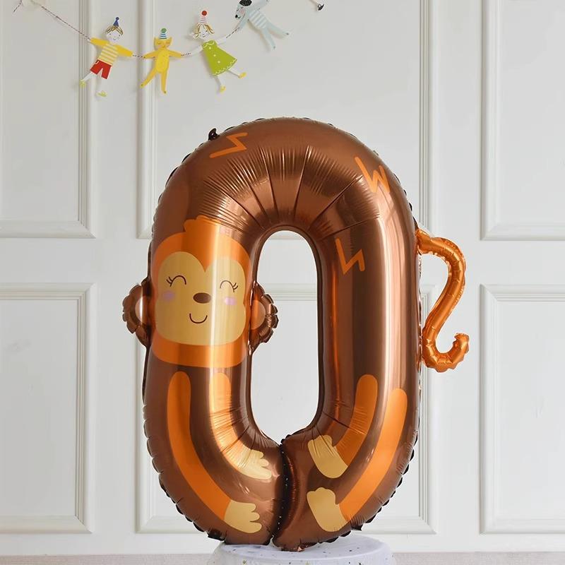 40-дюймовый фольгированный шар с животным и цифрой для детского 1-го дня рождения или празднования 100 дней