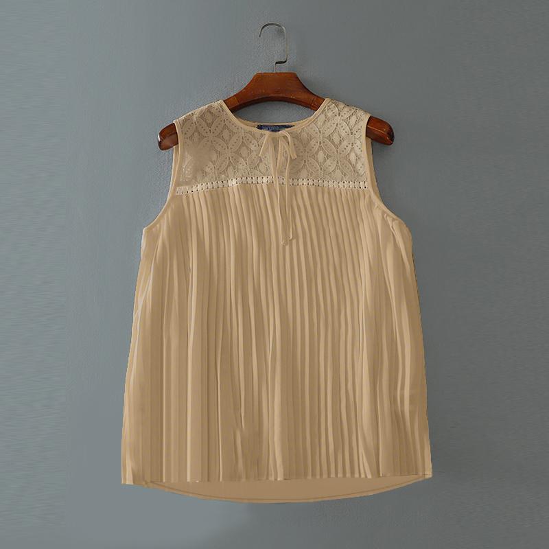 ZANZEA Women Casual Crochet Splice Round Neck Summer Sleeveless Tank Tops