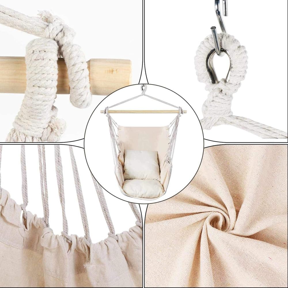 Samkos Hammock Chair Hanger Rack Swing Chair Compact Chair Hammock For Indoor and Outdoor Use Folding Hanging Chair Park Outdoor Camping Pole Hanging