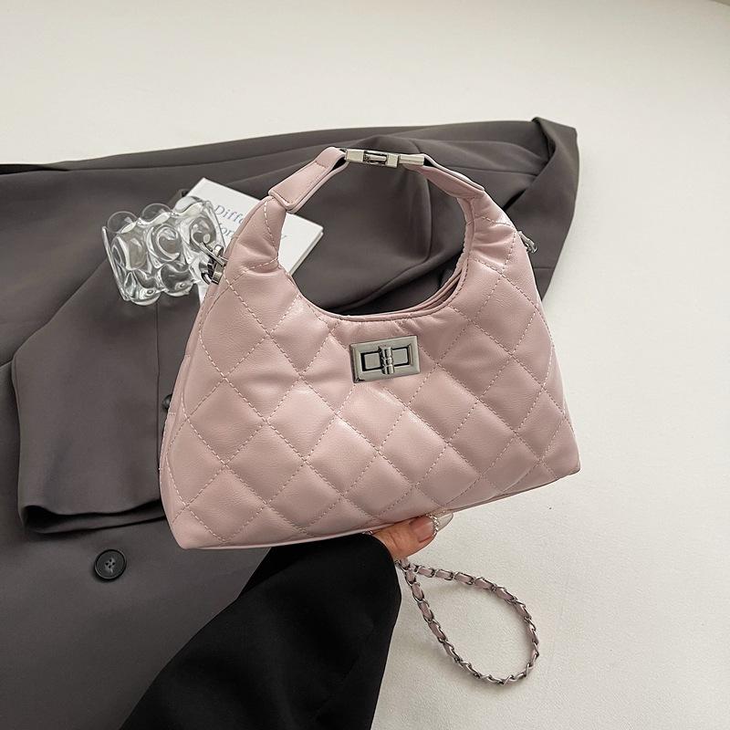 Korean Version Niche Texture Handbag Women's Bag 2025 New Fashion Diamond Chain Bag Simple Underarm Bag