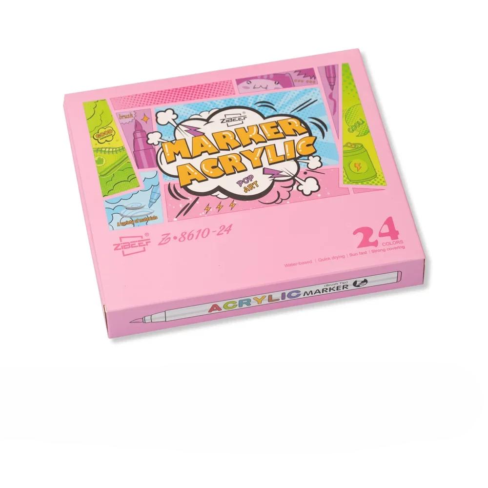 18/60 цветов Коллекция акриловых маркеров Кисти для ткани, росписи по камню, керамике, стеклу, холсту, для DIY изготовления открыток, художественные принадлежности