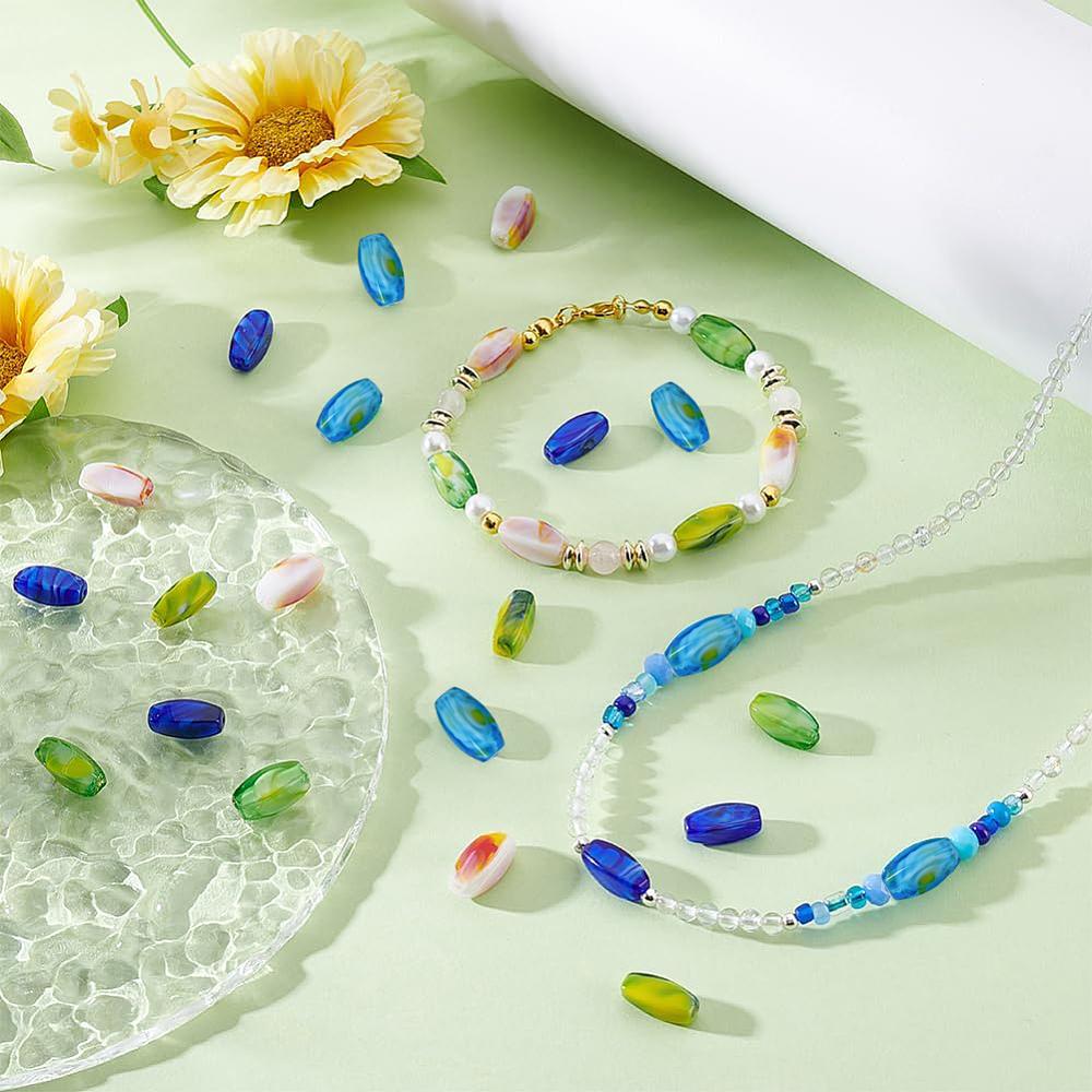 1set 40pcs 5 colors Imitation Glass Beads Faceted Oval Mixed color 14x5.5~6x5.5~6mm Hole: 1mm 8pcs/color