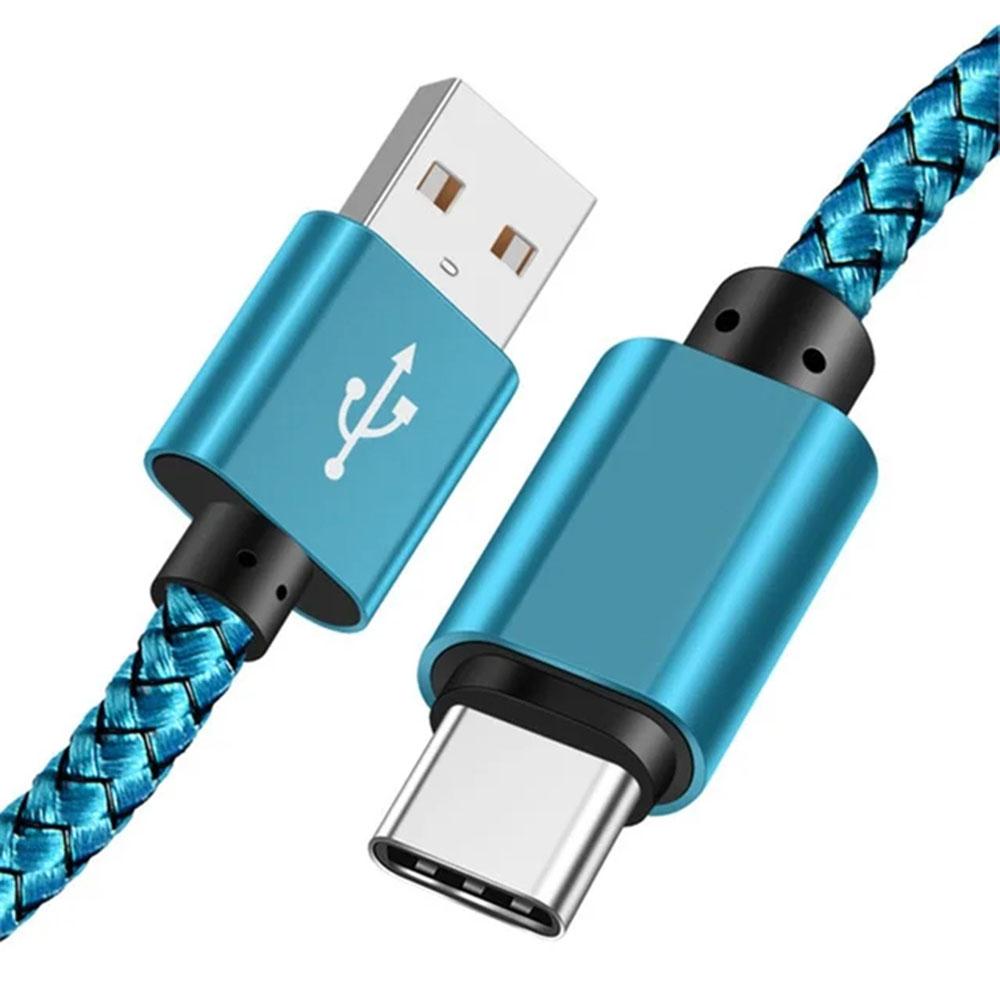 Нейлоновый кабель для передачи данных Быстрая зарядка USB A на Type C Зарядный кабель Для Huawei Samsung Android телефона Устройство зарядки TypeC 1M 2M 3M