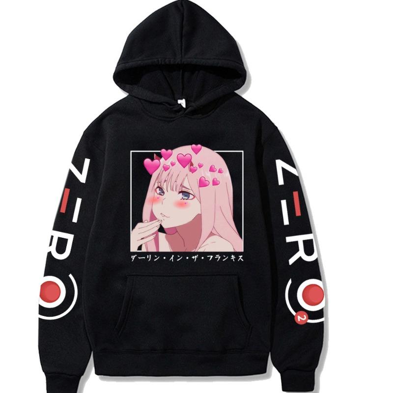 Милый во Франксе Зеро Два Худи Мужской Женский Харадзюку Пуловер Уличная Одежда Унисекс Осень Зима Плюшевый Свитер