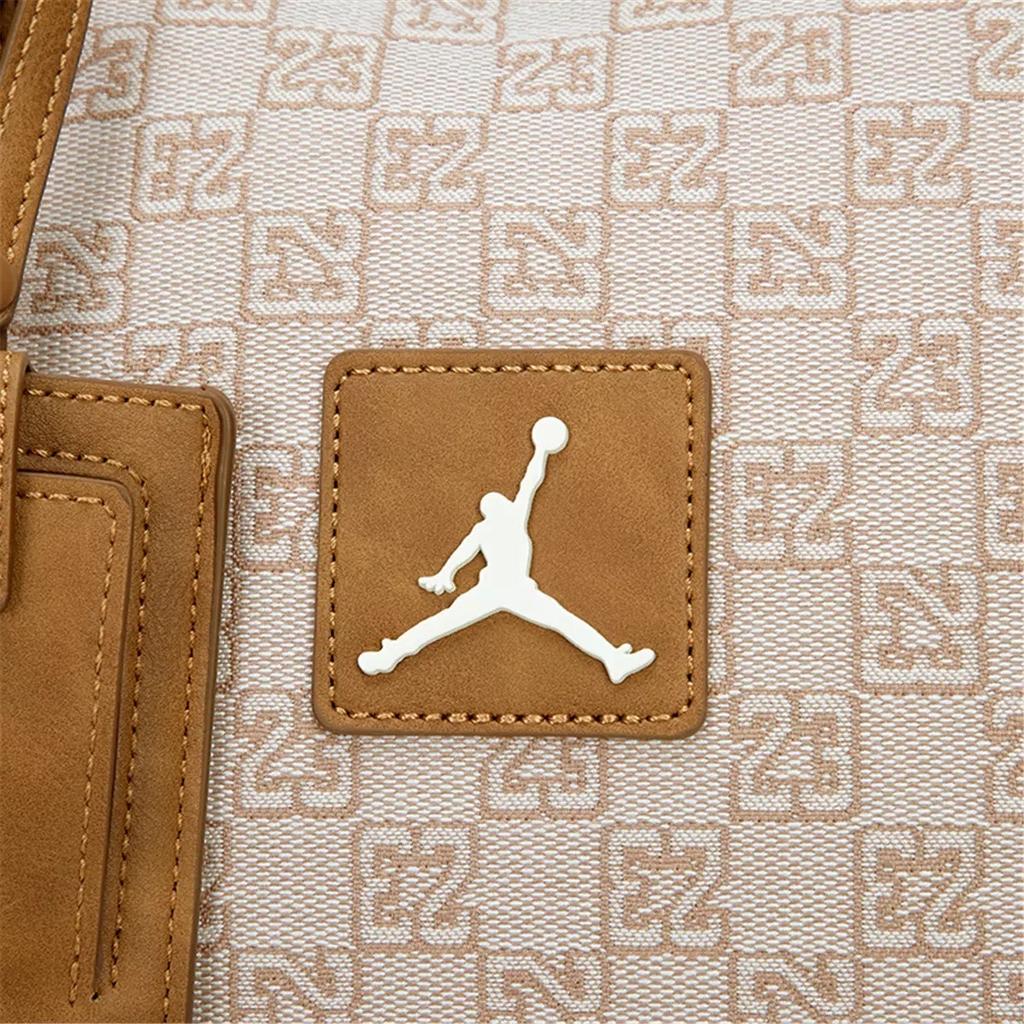 Jordan Большая вместимость Баскетбольная тренировка Путешествие Клетчатый Полиэстер Спортивная сумка Через плечо Сумка для путешествий Унисекс Сумки Бежевый JD2413019AD001