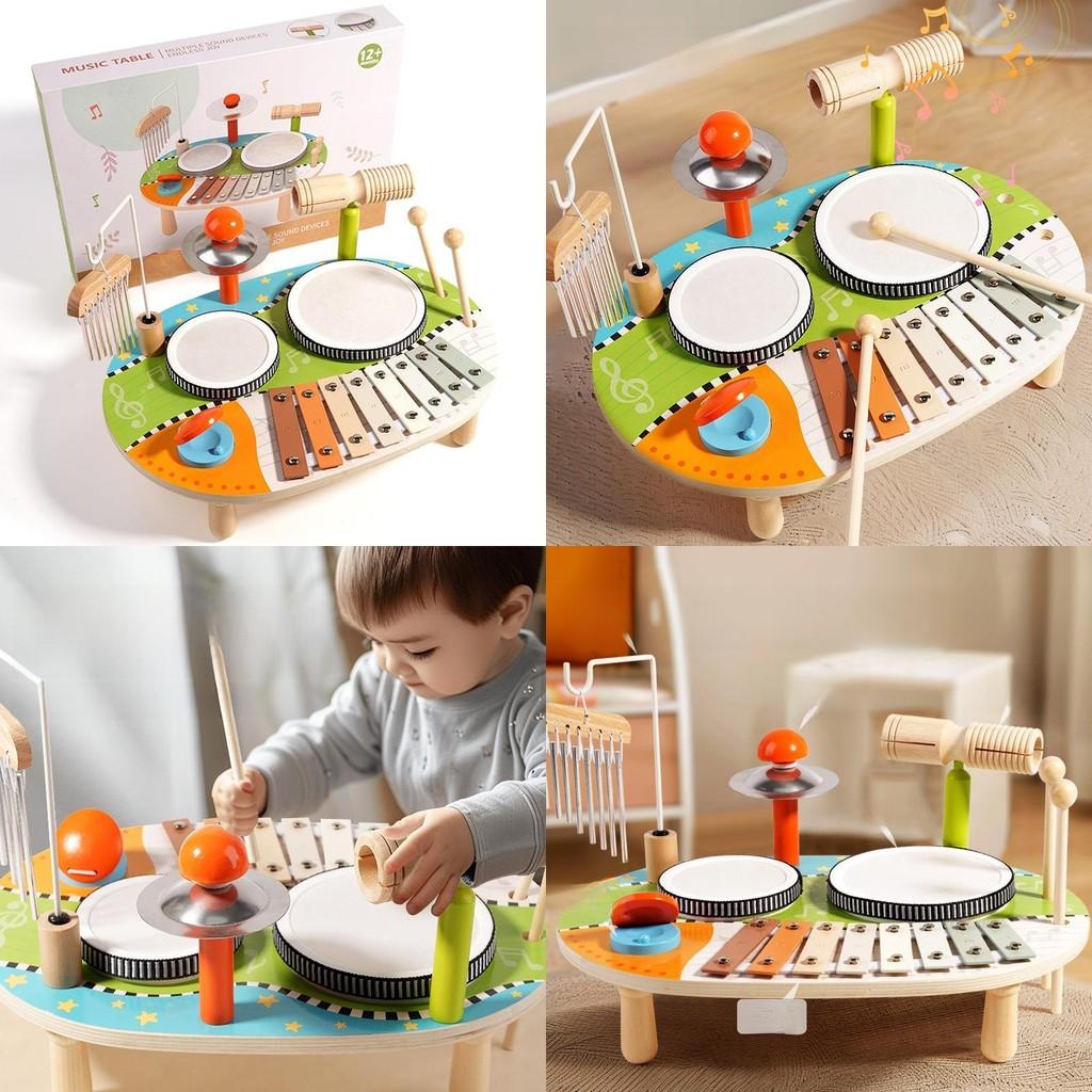 Деревянная многофункциональная барабанная музыкальная станция для детей, развивающая игрушка, декор игровой комнаты