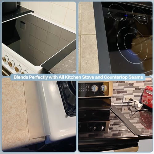 Silicone Stove Counter Gap Covers, Stovetop Covers, Long Gap Fillers for Kitchen Counters, Stoves, Ovens, and Washing Machines, 63cm Long, Two Black P