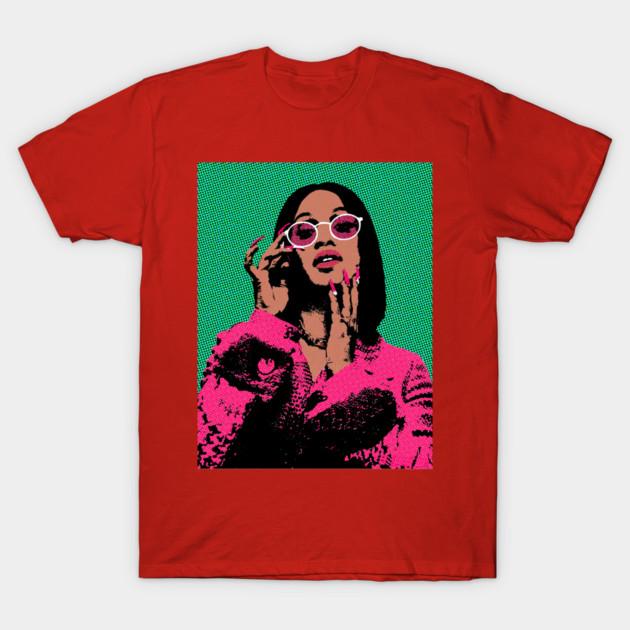 2026 Cardi B поп-арт графический Унисекс футболка Унисекс Круглый вырез 100% Хлопок Короткий рукав Y2k Оверсайз Мода Популярная футболка Подарки для фанатов