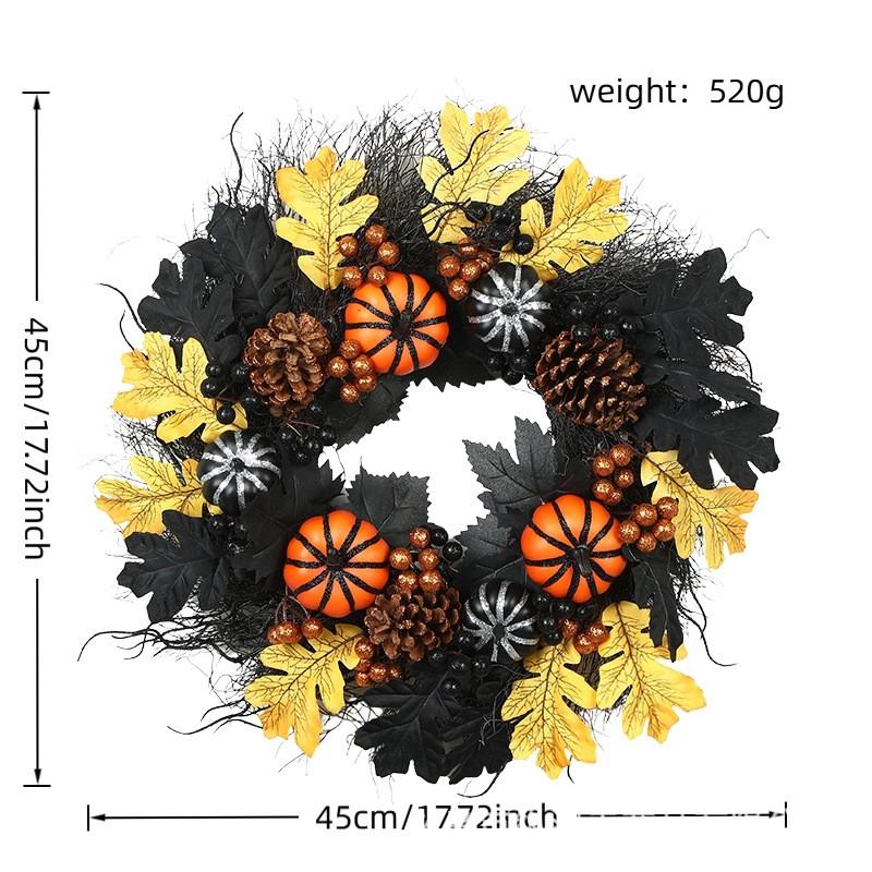 Thanksgiving Wreath Stickers Pumpkin Pinecone Leaves Wall Decor Holiday Party