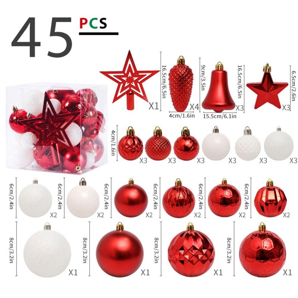 Рождественский шар, 45 шт., небьющийся набор подвесок в виде рождественского шара