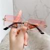 Metal Frame Sunglasses for Women Vintage Sunglasses Frameless Sunglasses Rectangle Sunglasses