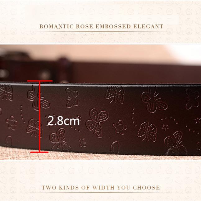 Women's Vintage Engraved Pin Buckle Genuine Cowhide Leather Belt - Versatile Casual Retro Waist Accessory