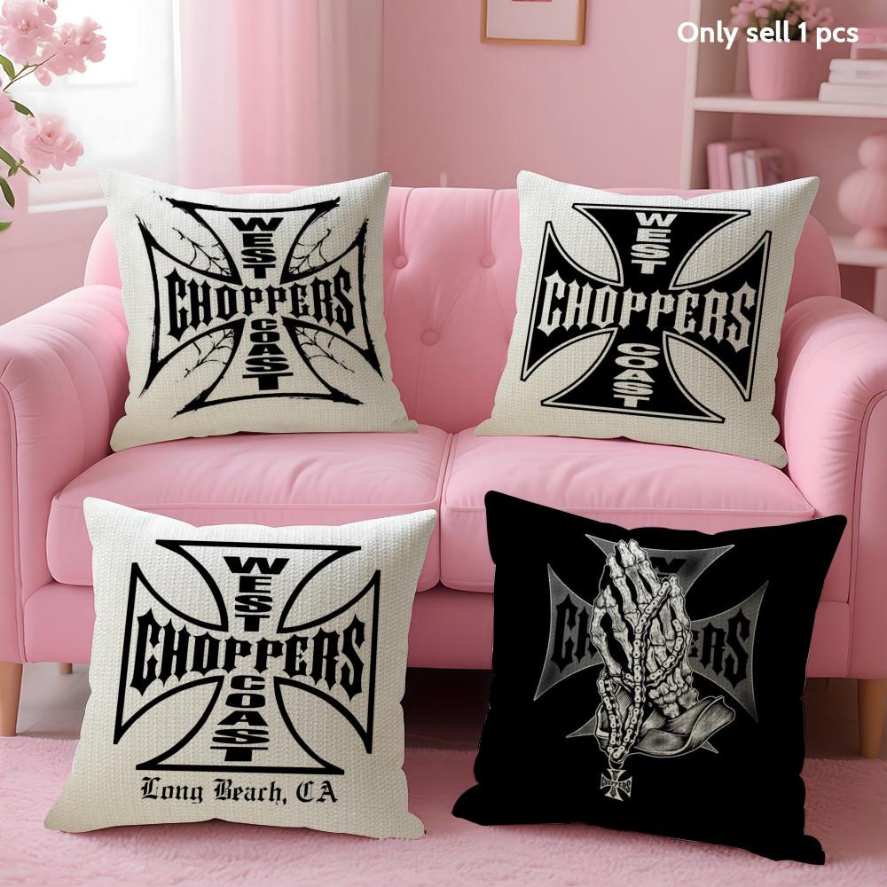 W-West Coast C-Choppers Наволочка Летняя Прохлада Льняная Ткань Двусторонняя Печать Чехол для Подушки Диван Домашний Декор Подарок