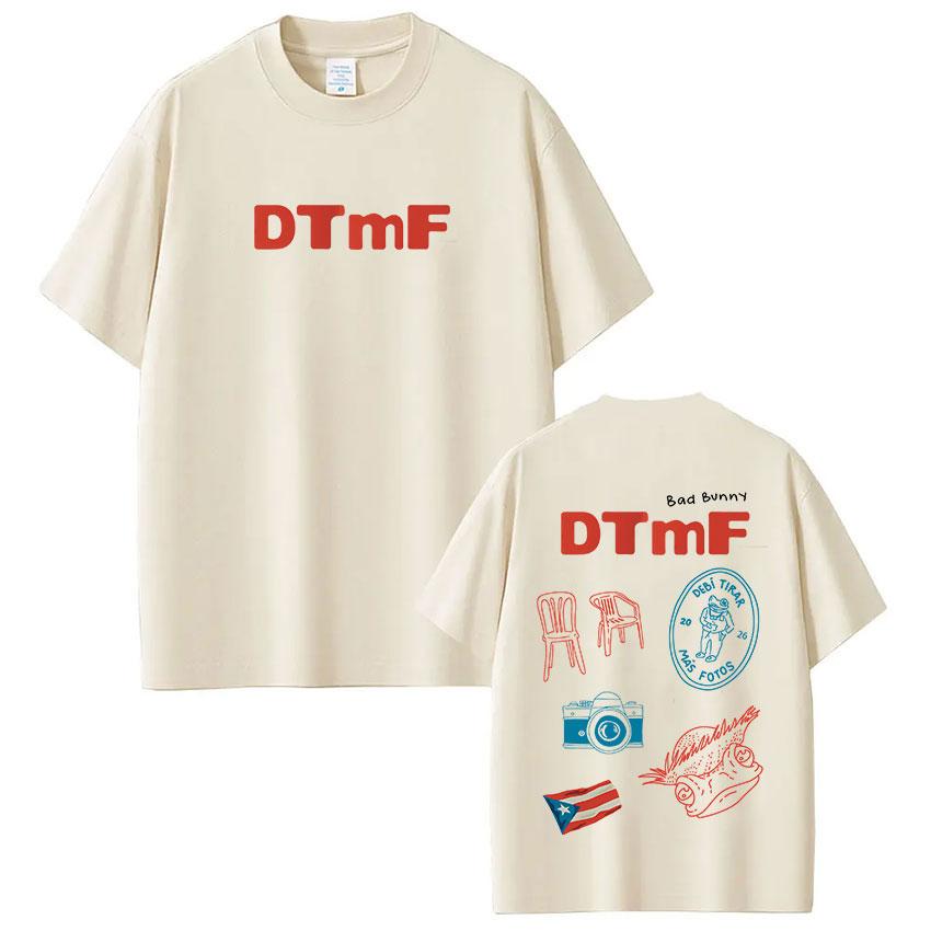 Rapper Bad Bunny Tshirt Debi Tirar Mas Fotos DTMF World Tour T Shirts Unisexs Unisex Fashion Vintage Hip Hop Tshirts Streetwear