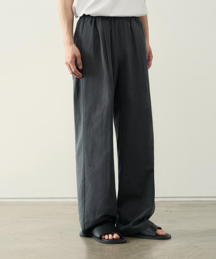 ROTEMBER Linen One-Pleat Wide Elastic Waist Pants [ 4 Colors ]