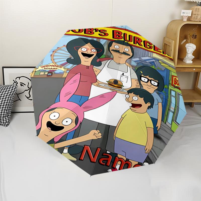 Custom Name Bob's Burgers Theme Automatic Umbrella, Lightweight & Portable, 8 Rib, Perfect for Outdoor Travel, Birthdays, Christmas, Gifts.
