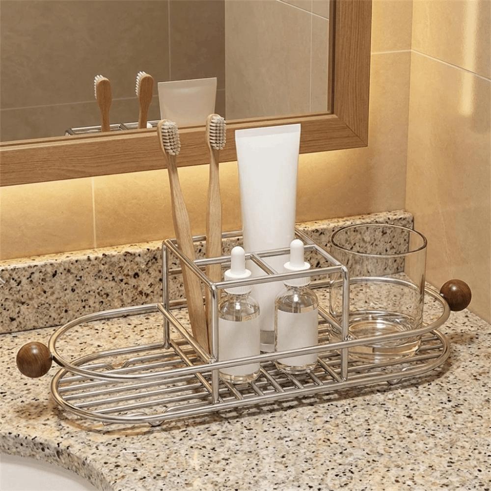 Waterproof Toothpaste Rack Stainless Steel Cutlery Storage Rack Toothbrush Holder  Desktop