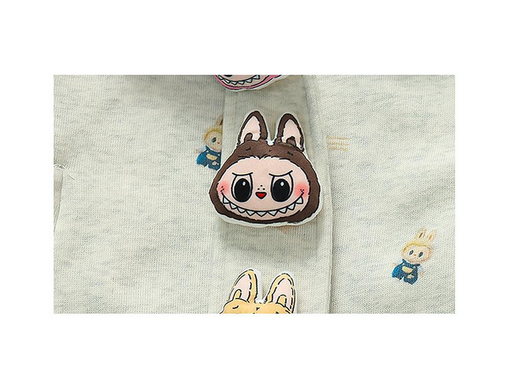 Комплект мультяшной куртки для девочек в корейском стиле: Трендовая спортивная одежда с длинным рукавом и бантом для весны и осени