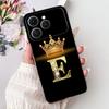Чехол для Tecno Spark 40 Черный Силикон Роскошные Буквы А-Я Модные Цветы Корона Ударопрочный Чехол для Телефона Tecno Spark 40