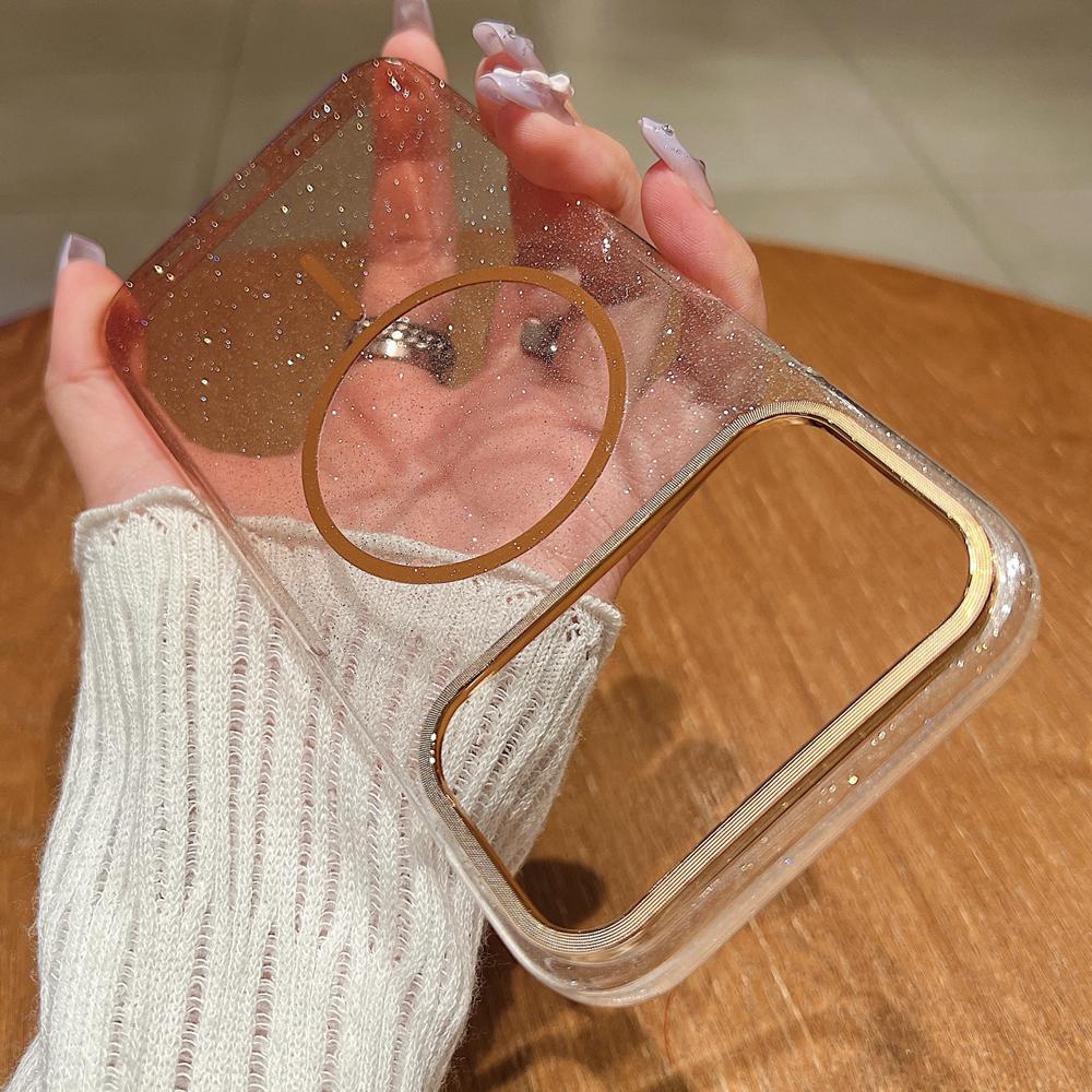 KEYSION Роскошный градиентный блестящий магнитный чехол для телефона MagSafe для iPhone 17 Pro Max 17 Air Прозрачная жесткая ПК Противоударная задняя крышка