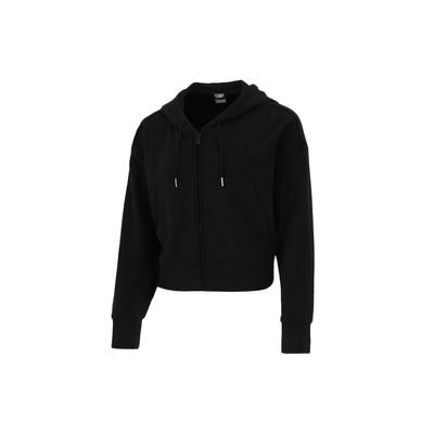 Однотонная короткая трикотажная куртка с капюшоном и вышитым логотипом, женская верхняя одежда, черный цвет 847685-01