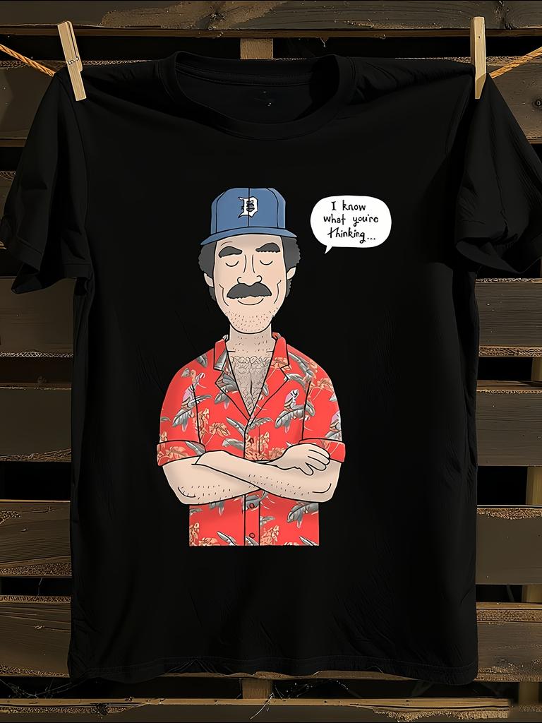 Tom Selleck Vintage Magnum P.I. Graphic T-Shirt Mens Tshirt Womens Tshirts with Letters Print Short Sleeves T-Shirt Casual Street Tee Shirt Top