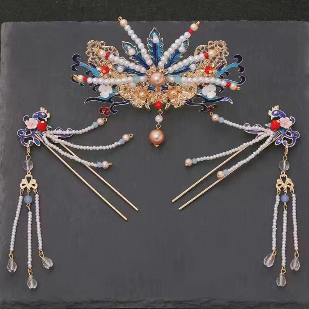 Flower Hanfu Hair Stick Tassel Chinese Style Hairpin Set Classical   Girl Hair Accessories