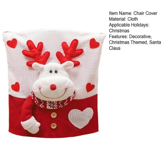 Christmas Chair Cover Snowman Santa Claus Deer Shape Christmas Themed Back Cover Restaurant Seating Decor