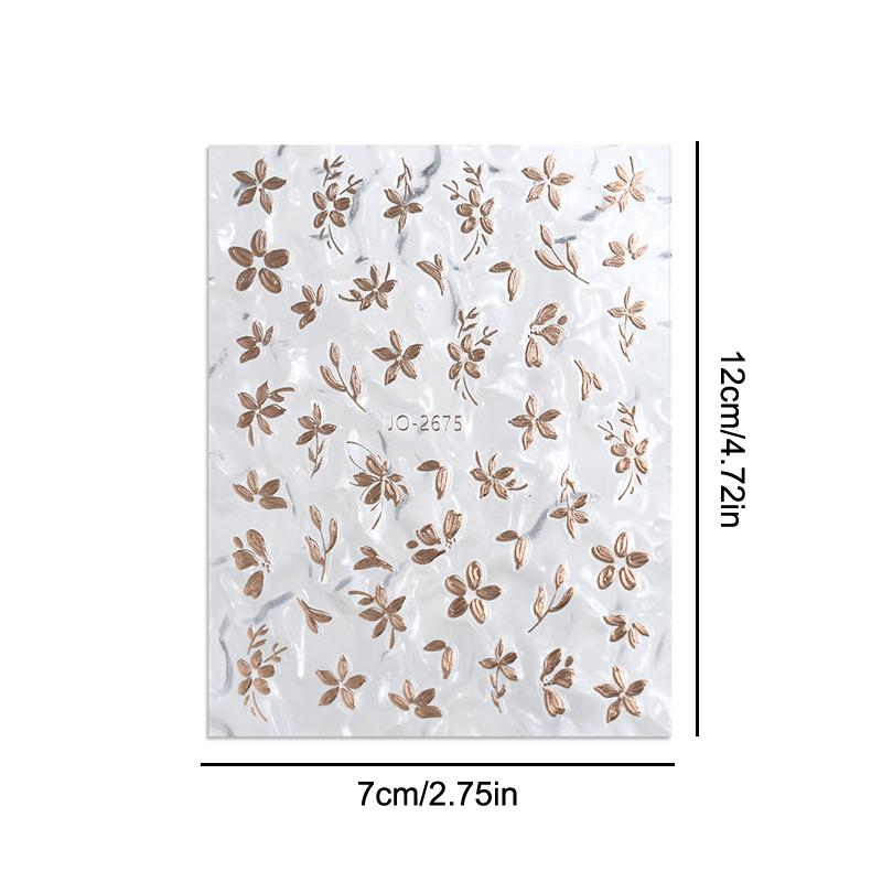 Золотые цветочные наклейки для ногтей, флеш-стикер для милого дизайна ногтей, стереоскопический нейл-арт, любители и мастера по маникюру своими руками