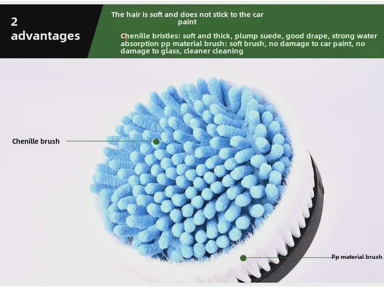 Portable Telescopic Chenille Car Wash Mop with Auto-Rotating Brush