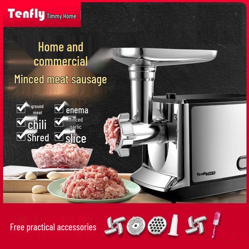 Электрическая мясорубка и наполнитель для колбас Tenfly - Многофункциональный кухонный комбайн из нержавеющей стали для измельчения и набивки.