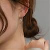 925 Sterling Silver Crystal Round Long Chain Stud Earring For Women Girls Wedding Jewelry Pendientes Accessories Eh1426