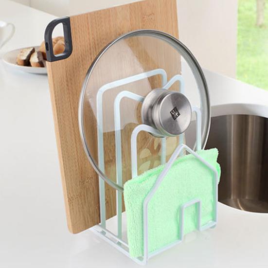 Стойка для разделочной доски с пазами, противоскользящая кованая подставка для сушки, органайзер с крышкой для кастрюли, кухонная утварь