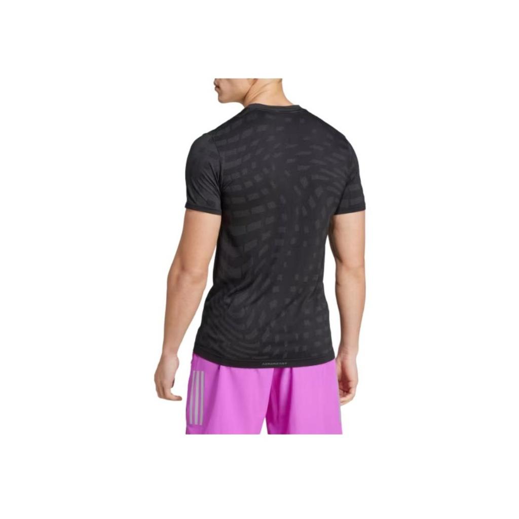 Adidas Gym+ Training Seamless Moisture-Wicking Printed Round Neck Short Sleeve T-Shirt Men Tops Black Grey IM7485