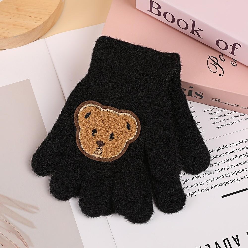 Windproof Warm Mittens Cute Cartoon Bear Full Finger Gloves New Children Gloves Children