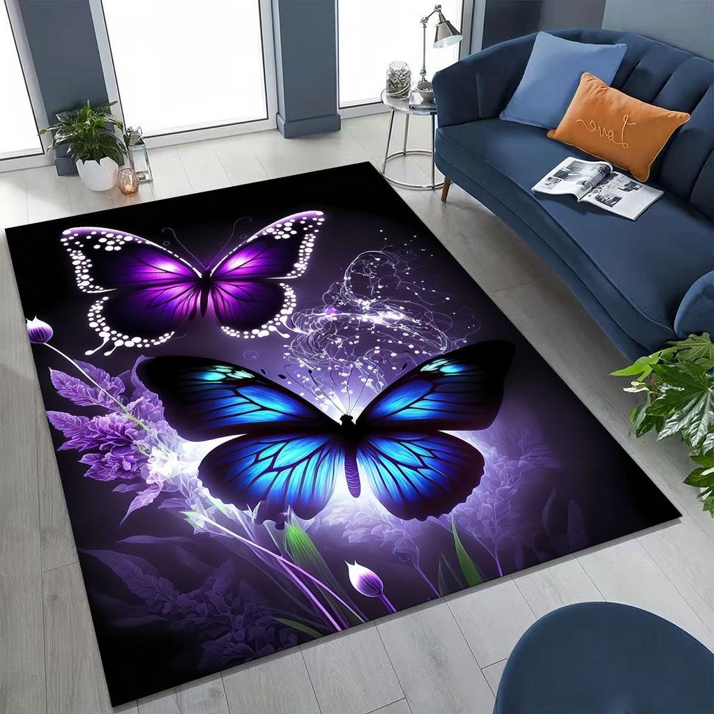 27 Style Dream Butterfly Flower Cartoon Rug for Bedroom Living Room Sofa Home Doormat Decor,Large Kids Play Non-slip Floor Mat