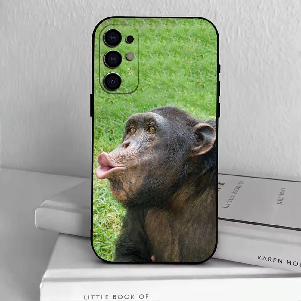 Funny Cute Monkeys Phone Case For Samsung S25,S24,S21,S22,S23,S30,Ultra,S20,Plus,Fe,Soft Silicone Black Cover
