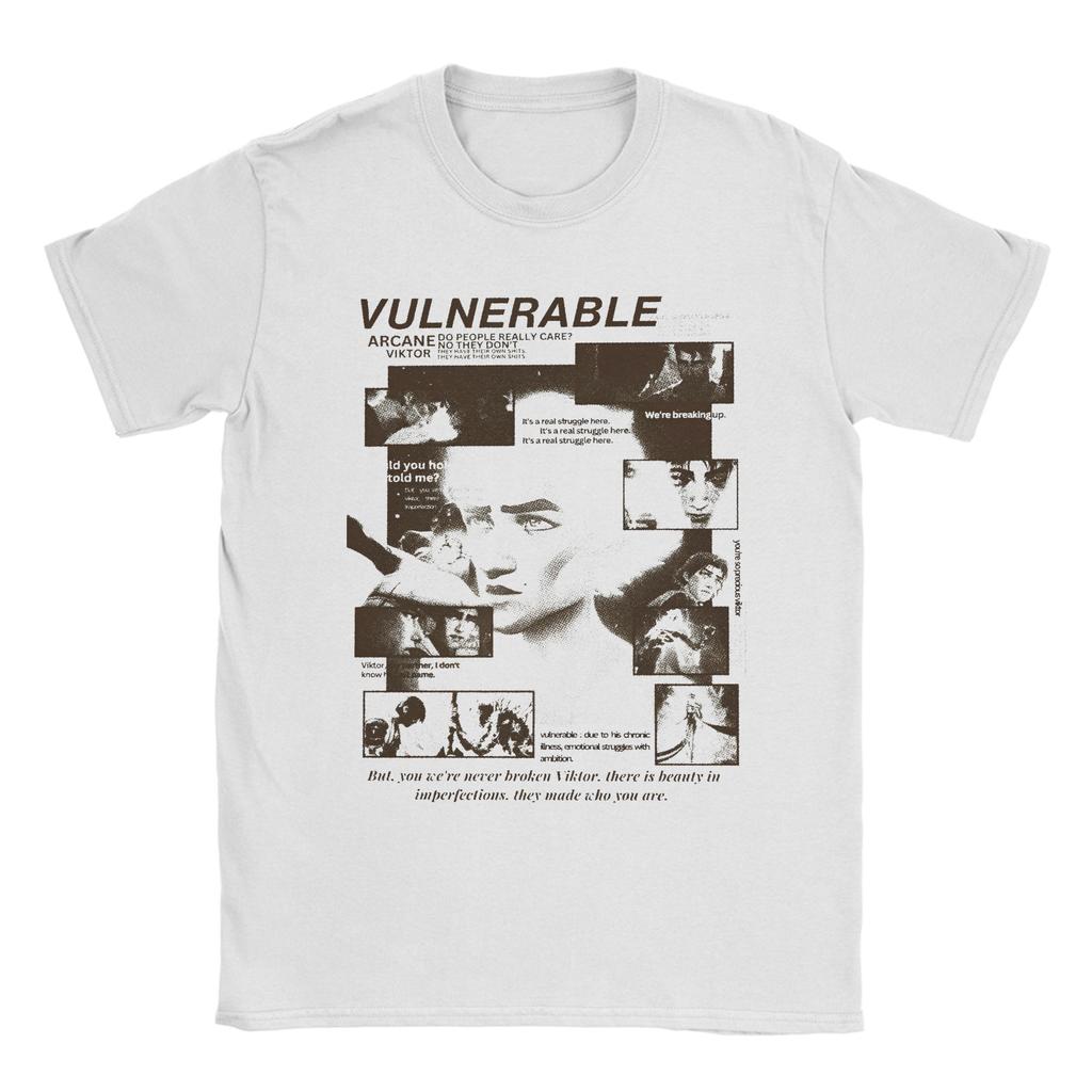 Crazy Arcane Poster Jinx Vi Sister T-Shirt for Men Crewneck Cotton T Shirts Anime Game Short Sleeve Tees Plus Size Merch