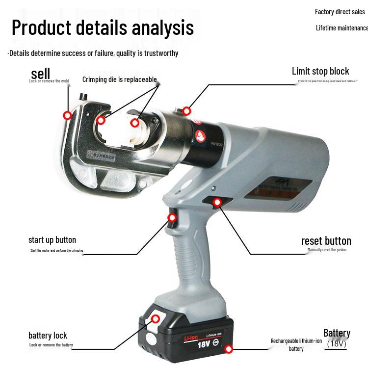 EZ-400 Rechargeable Hydraulic Electric Wire Crimping Tool and Cutter for 300 to H-type Connectors