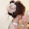 Acrylic Fabric Mesh Rose Pearl Hairpin Fashionable and Sweet Grab Clip Commuting Versatile Hair Accessories Headgear