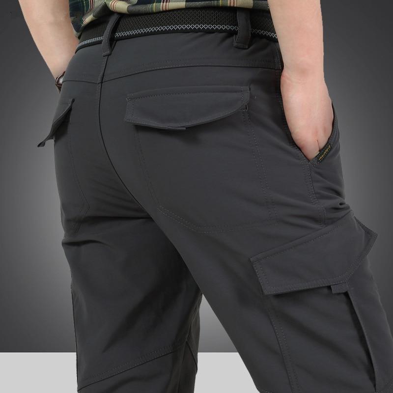 Men's Winter Thick Fleece Warm Stretch Cargo Pants Military SoftShell Waterproof Casual Pants Tactical Trousers Plus Size 4XL