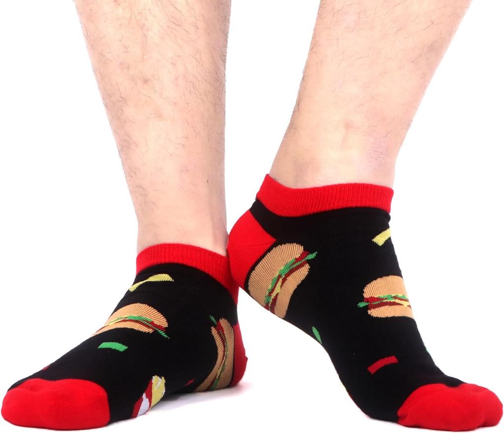 Men's Quality Business Ankle Socks Casual Novelty Graffiti Food Geometric Lattice Colorful Summer Happy Combed Cotton Short Sock