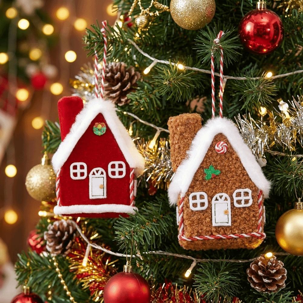 Mini Xmas Plush House Ornaments Creative Xmas Gift Hanging Decorations Xmas Party Home Decoration