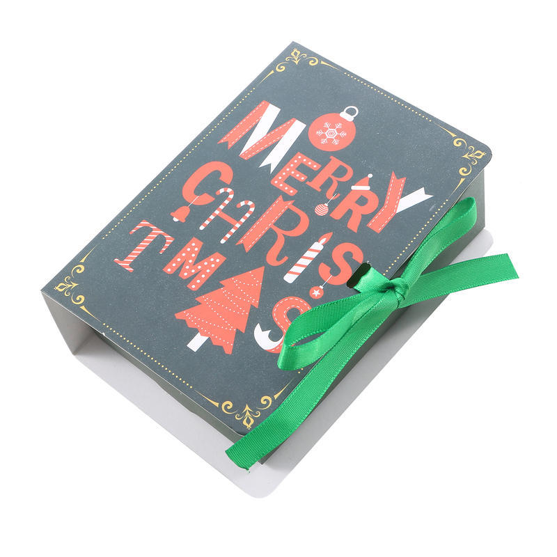 5 шт. Креативные подарочные коробки в виде волшебных книг серии Рождество с бантом, для конфет и угощений. Маленькие коробки для печенья на праздник. Принадлежности для вечеринок.