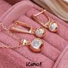 Kinel Rose Gold Color Orb Pendant Necklace Earrings Daily Easy Matching Fine Jewelry Set