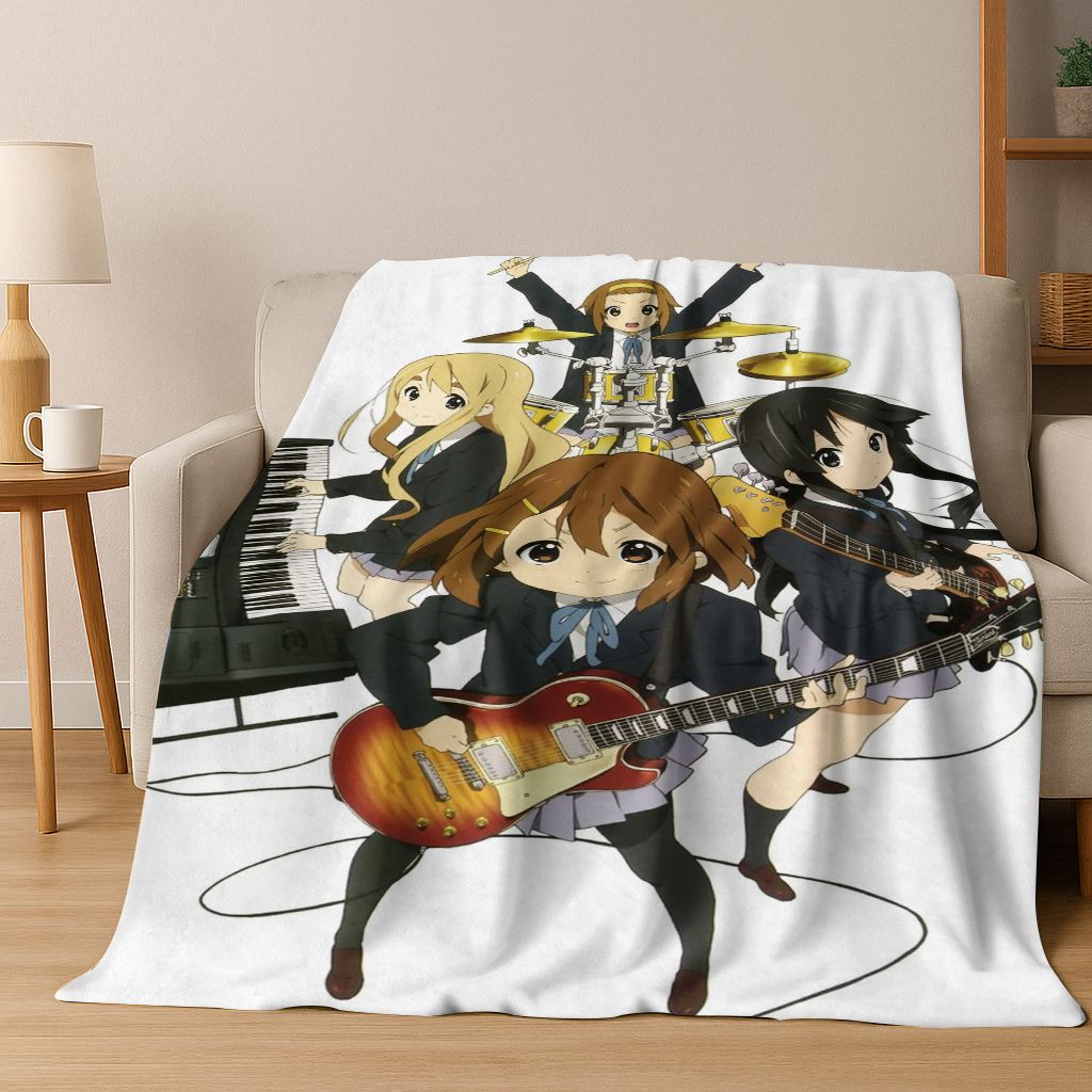 Аниме K-ON Кавайная Девочка Хирасава Юи Музыкальный Мультфильм Фланелевое Одеяло, Уютное Мягкое Плед для Дома Спальни Кровати Дивана Покрытие Ребенок