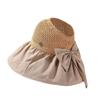 Bow Wide Brim Bucket Hat Sunscreen Vinyl Sun Hats Simple Woven Empty Top Cap  Summer