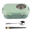 Stainless Steel Insulated Lunch Box - 1100ml, Double-layered, Three-compartment Design, with Chopsticks, Spoon, Soup Bowl